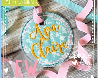 In the Hoop Circle With Beads Bag Tag - Digital Embroidery/ Applique Design - SKU 4996AAEW