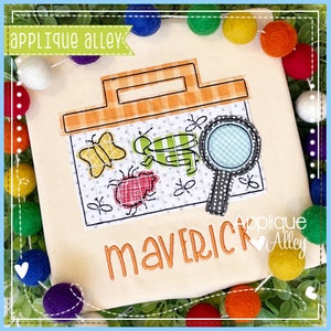 Vintage Bug Collection Box - Digital Embroidery/ Applique Design - SKU AAEH - beetle butterfly moth grasshopper