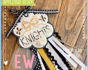 In the Hoop Mailey Bow Scallop Cheer Taschenanhänger - digitales Stickmuster/ Applikation - SKU8770AAEW