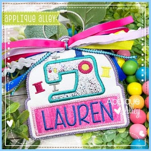 In The Hoop Sewing Machine Bag Tag - Digital Embroidery/ Applique Design - SKU8801AAEH