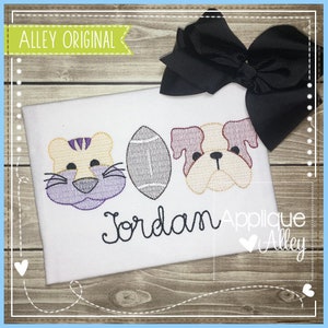 Scratchy Sketchy Tiger and Bulldog Trio Embroidery Digital Design for School - Quick Stitch