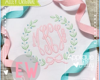 Tinsley Bow Floral Frame - Sketch - Quick Stitch - Embroidery Digital Design for Boys and Girls