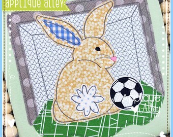 Vintage Soccer Shy Bunny Back - Quick Stitch - Embroidery Digital Design for Boys and Girls - SKU 7957AAEH