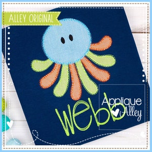 Blanket Stitch Octopus - Sea Life - Vintage Digital Applique Embroidery Design - Quick Stitch