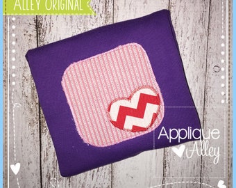 Zig Zag Rounded Square Heart Applique Embroidery Digital Design