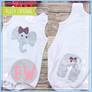 ZZ Elephant Face and Tail Bow AAEW for Embroidery Digital Design  - Quick Stitch
