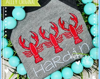 Gingham Stitched Crawfish Trio - Digital Design for use with Embroidery Machine - SKU AAEH