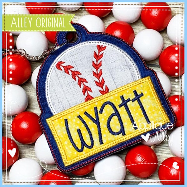 Baseball or Softball Bag Tag - In the Hoop - Digital Design for use with Embroidery Machine