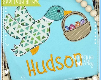 Vintage Easter Flying Mallard  - Quick Stitch - Embroidery Digital Design for Boys and Girls - SKU AAEH