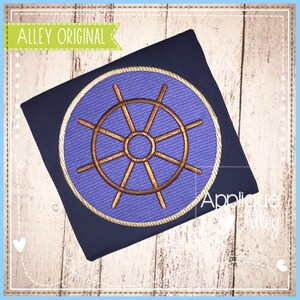 Nautical Steering Circle Boat and Ship Applique Embroidery Digital Design for Boys and Girl for Summer