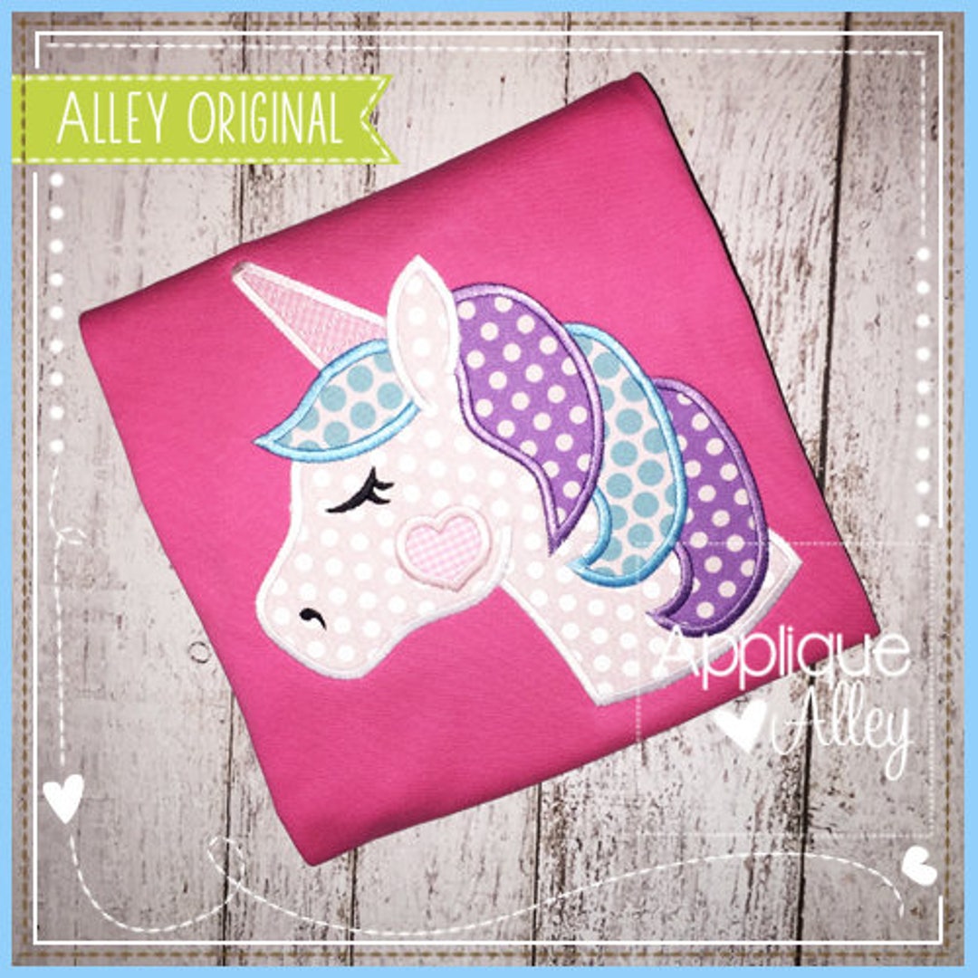 Loving Unicorn Girl's Valentine and Love Applique Embroidery Digital ...