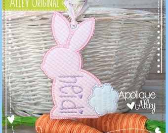 Bunny Bag Tag voor Easter Basket - In the Hoop - Digitaal ontwerp voor gebruik met borduurmachine