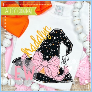 Vintage Witch Hat Bow  - Embroidery Digital Design- Quick Stitch - 7382AAEW
