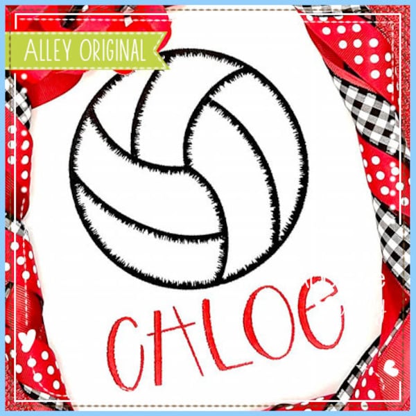 Outline Fuzzy Volleyball - Digital Embroidery Design - AAEH