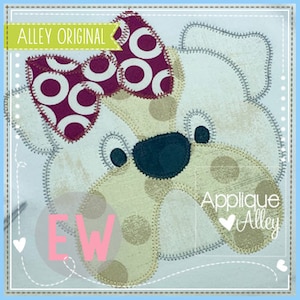 ZZ Bulldog Face Bow  AAEW for Embroidery Digital Design  - Quick Stitch