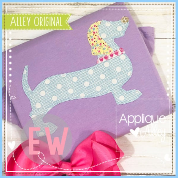 Zig Zag Dachshund Applique Embroidery Digital Design