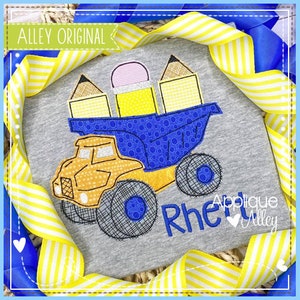 Vintage Dump Truck with Pencils - Digital Embroidery Design - to use with embroidery machine - SKU AAEW