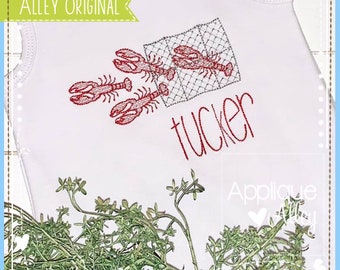 Scratchy Crawfish Trap Plate - and Embroidery file for Embroidery machines