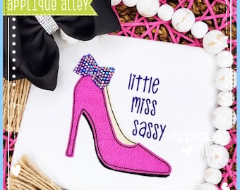 Vintage High Heel Show with Small Bow   - Quick Stitch - Embroidery Digital Design for Boys and Girls - SKU AAEH7971