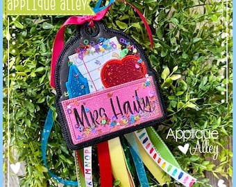 In the Hoop Bag Tag School Days With Nameplate - Digital Embroidery/ Applique Design - SKUAAEH8794