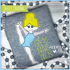 Vintage Gymnastics Girl Applique - Digital Embroidery Design - 7491AAEH