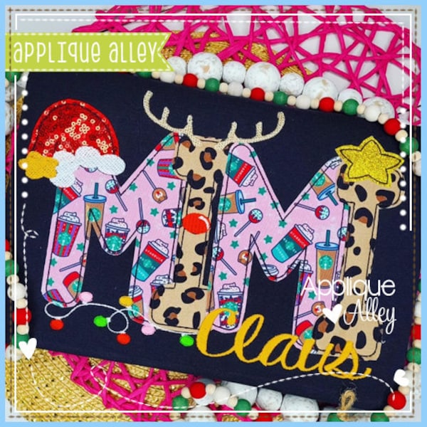 Vintage Mimi Claus Applique - Embroidery Digital Font Design - 7677AAEH - Monogram Name Applique