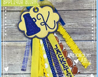 In the Hoop Scallop Oval Megaphone Bag Tag - Digital Embroidery/ Applique Design - AAEH8782