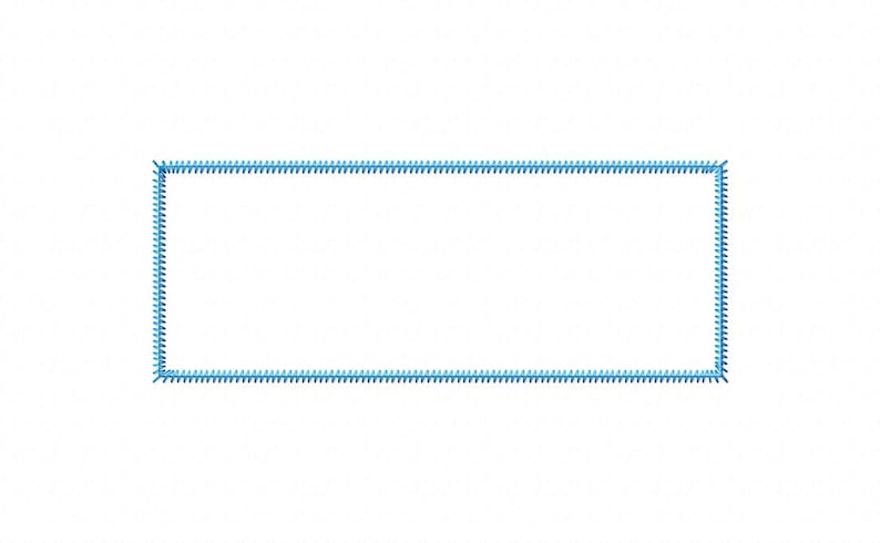 May include: A blue stitched rectangle border frame.