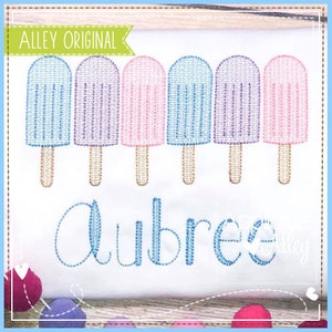 Scratchy Popsicles in a Row- Embroidery Digital Design- Quick Stitch
