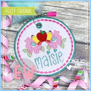 In der Reifen zurück zur Schule Floral Tasche Tag - digitale Stickerei Design - mit Stickmaschine zu verwenden - SKU AAEW