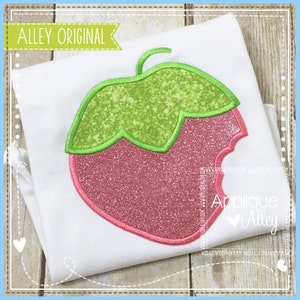 Just Bitten Strawberry Digital Applique Design