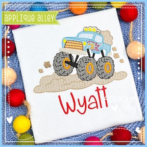 Sketchy Scratchy Crushin' Monster Truck in the Mud - Digital Embroidery/ Applique Design - SKU AAEH - truck crush tires rally car