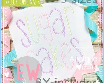 Sugar Cakes Beaded Satin Font Embroidery Digital Design for Boys and Girls