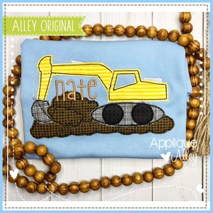 Vintage graven backhoe - borduurwerk digitaal ontwerp voor borduurmachines - AAEH