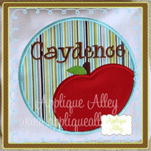 Apple Circle Machine Applique Design - Instant Download