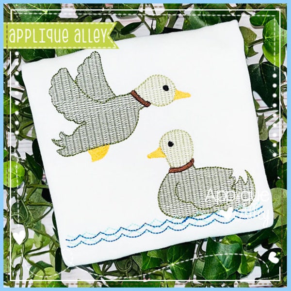 Sketchy Scratchy Mallards - Digital Files for Applique and Embroidery Machines with Instant Download - SKUAAEH - duck hunter  water fowl