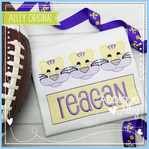 Scratchy Nameplate Monogram Tiger Trio Embroidery Digital Design for School