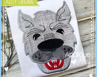Satin Stitch Wolf Face Wolf Pack Applique Embroidery Digital Design for School