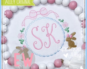 Floral Calm Bunny Beaded Frame  - Quick Stitch - Embroidery Digital Design for Boys and Girls - SKU AAEW