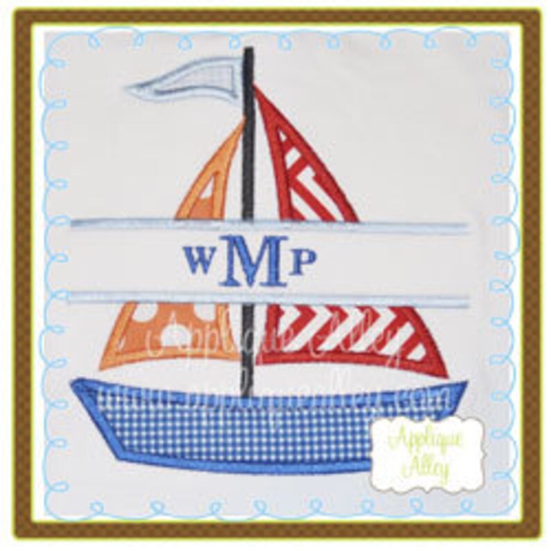 split sailboat machine applique design instant download etsy