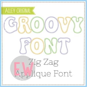 AA Zig Zag Groovy Applique Font - Embroidery Digital Font Design - SKU7223AAEW - Monogram Name Applique