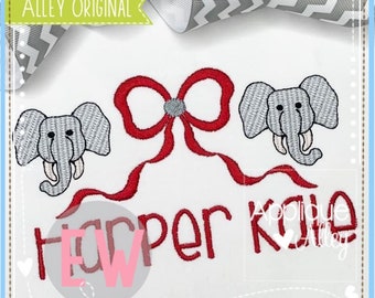 Bonnie Bow Scratchy Elephant - Digital Embroidery Design - to use with embroidery machine - SKU AAEW