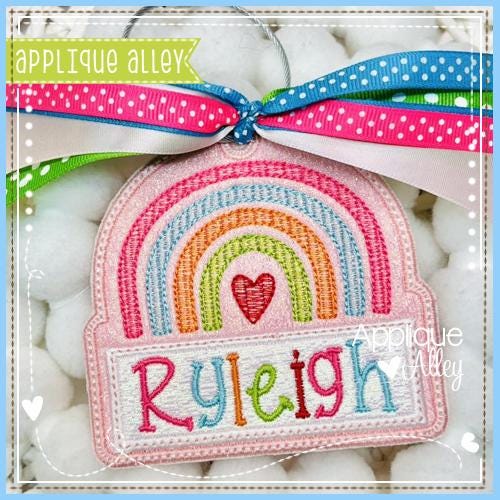 Bag Tag Sketch Rainbow With Nameplate - in the Hoop Design