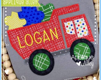 Zig Zag Dump Truck with Puzzle Pieces - Digital Applique / Embroidery Design - SKU 7983AAEH