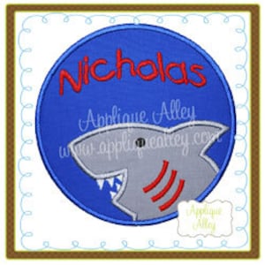 SHARK PATCH Machine Applique Design - Instant Download