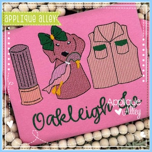 Sketchy Scratchy Girl Duck Hunting Dog Trio - Digital Embroidery Design - SKUAAEH