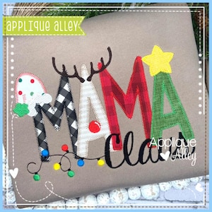 Zig Zag Mama Claus Applique - Embroidery Digital Font Design - 7673AAEH - Monogram Name Applique