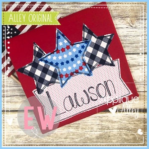 Vintage Stars Banner Patriotic Quick Stitch Applique Embroidery Digital Design