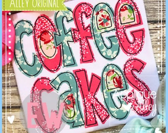Coffee Cakes Vintage Applique Font - Quick Stitch - Embroidery Digital Design for Boys and Girls