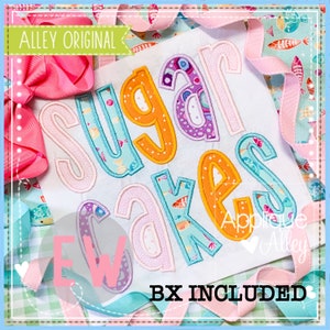 Sugar Cakes Satin Applique Font - SATIN - SATIN Stitch - Embroidery Digital Design for Boys and Girls